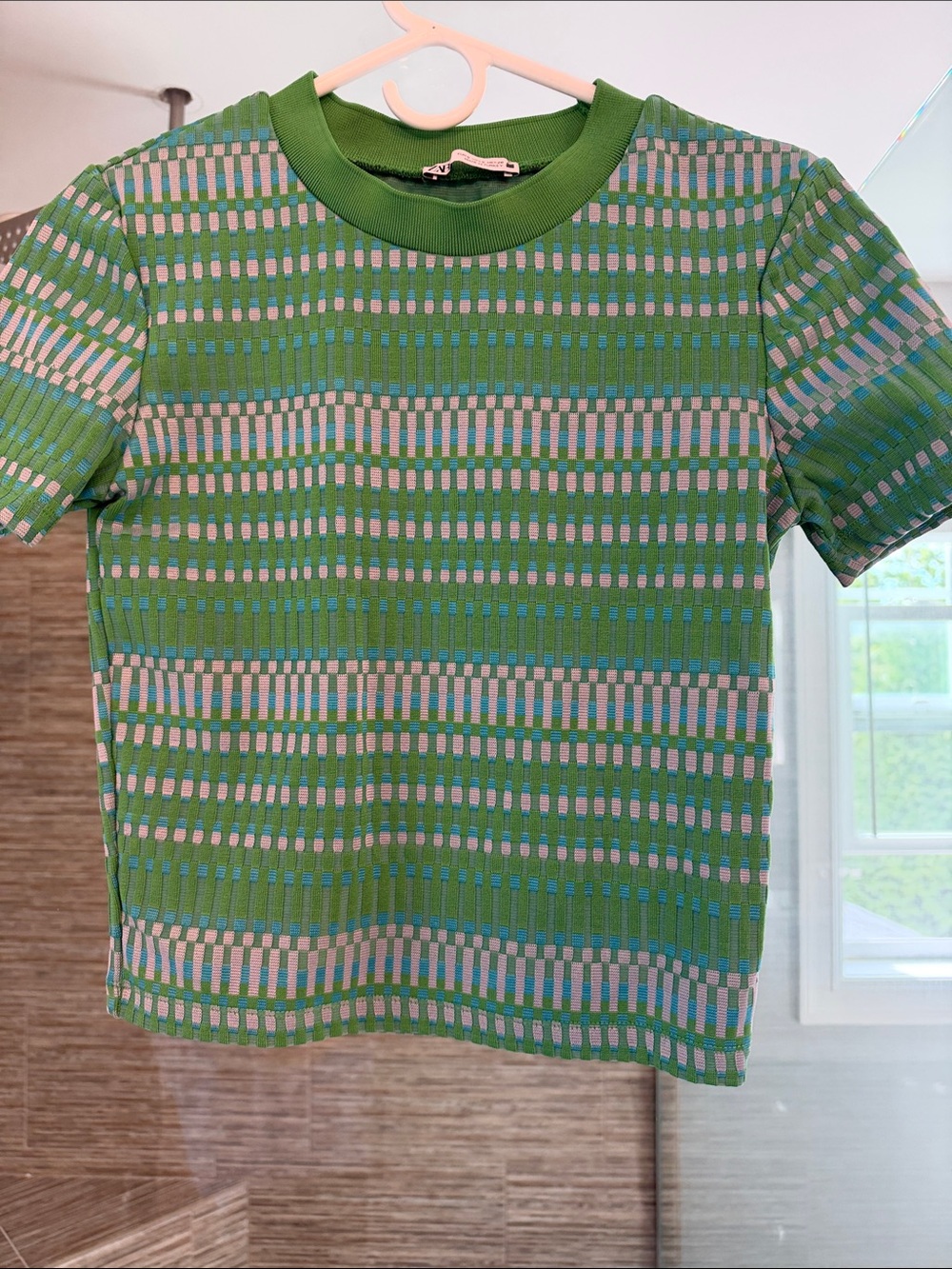 Zara Green Patterned Short Sleeve Tee